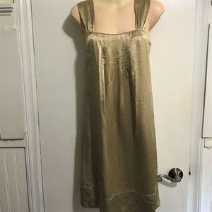 WHBM Gold Silk Flapper Party Shift Dress Sz 0